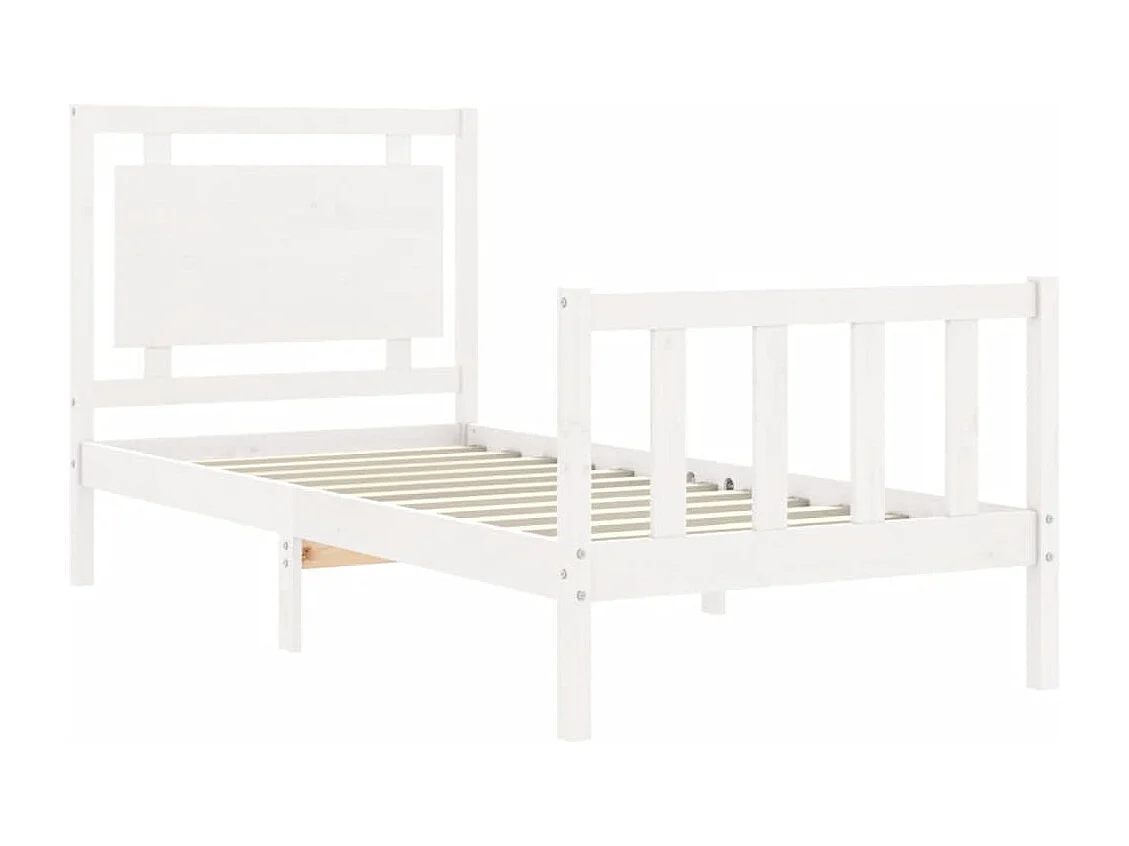 Cama sem colchão 100x200 cm madeira de pinho maciça branco