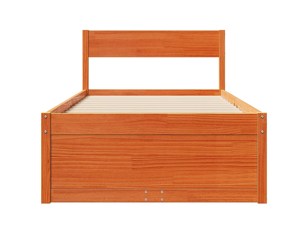 Cadre de lit sans matelas cire marron 75x190 cm bois pin massif