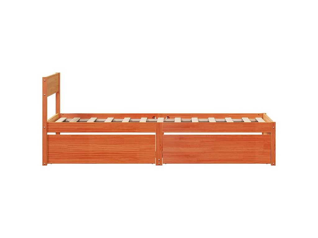 Cadre de lit sans matelas cire marron 75x190 cm bois pin massif