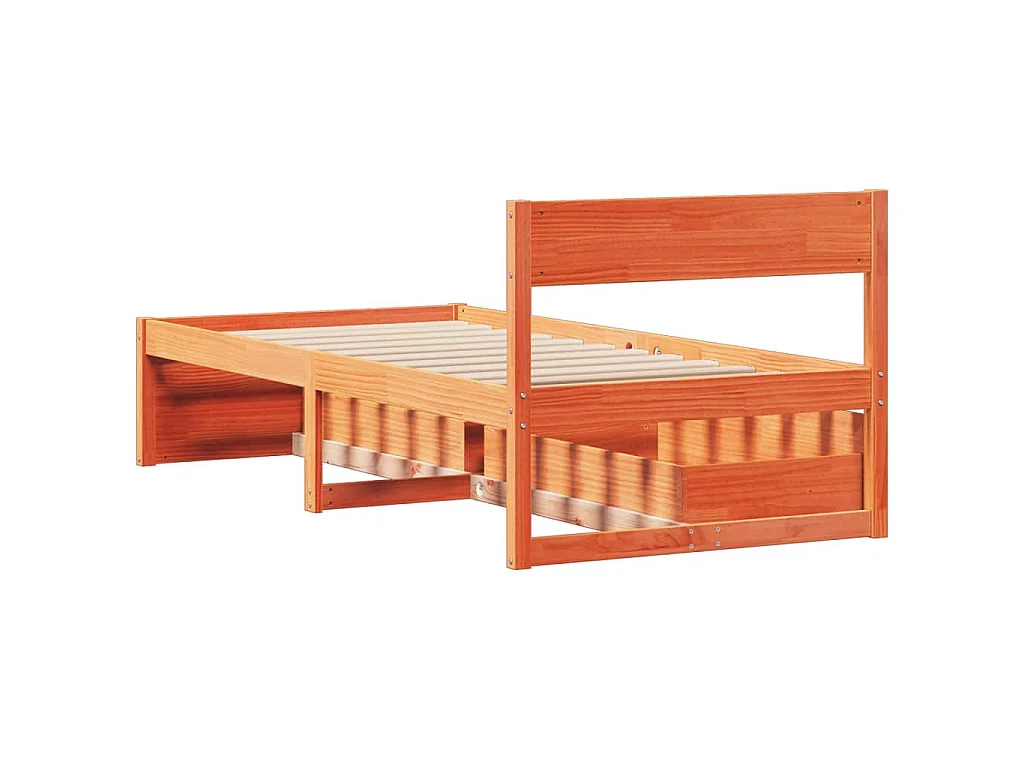 Cadre de lit sans matelas cire marron 75x190 cm bois pin massif