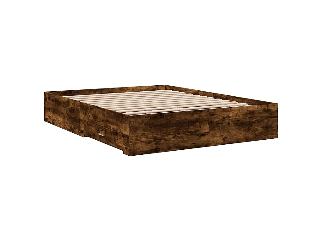 Bettgestell mit Schubladen Räuchereiche 160x200cm Holzwerkstoff