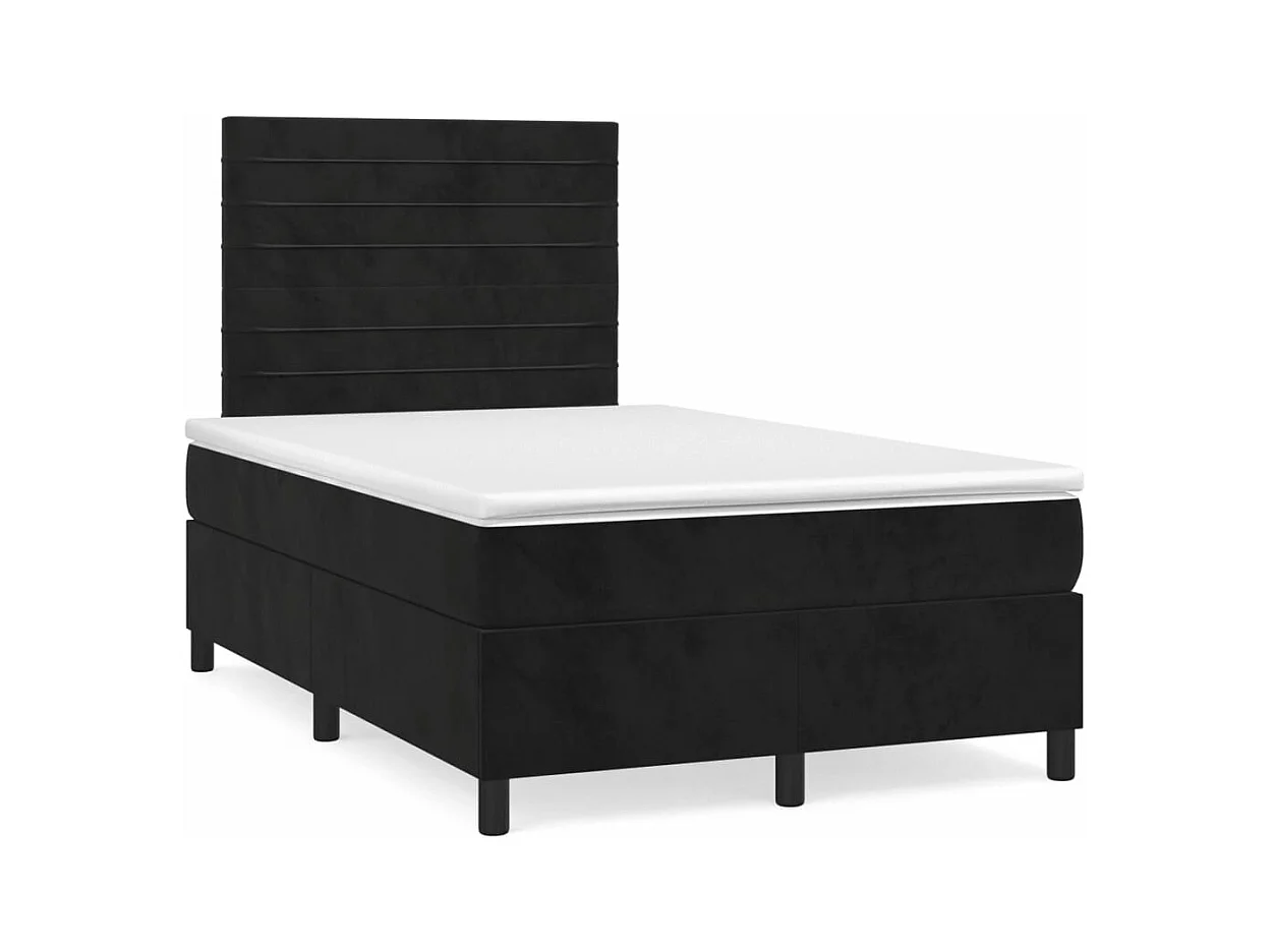 Sommier à lattes de lit avec matelas noir 120x190 cm velours