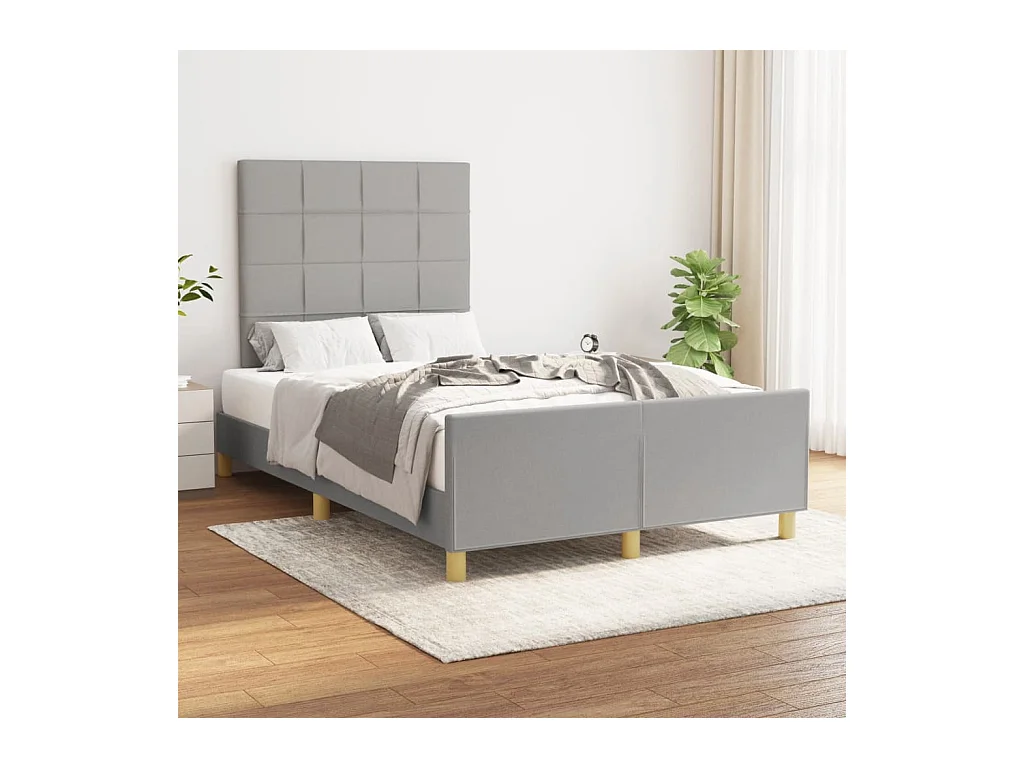 Cadre de lit sans matelas gris clair 120x190 cm tissu