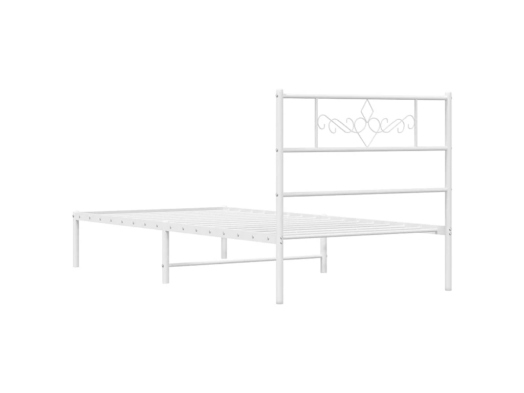 Bedframe met hoofdbord metaal wit 90x200 cm