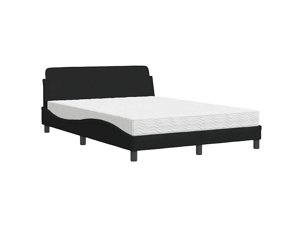 Cama con colchón Dover tela negro 120x200 cm