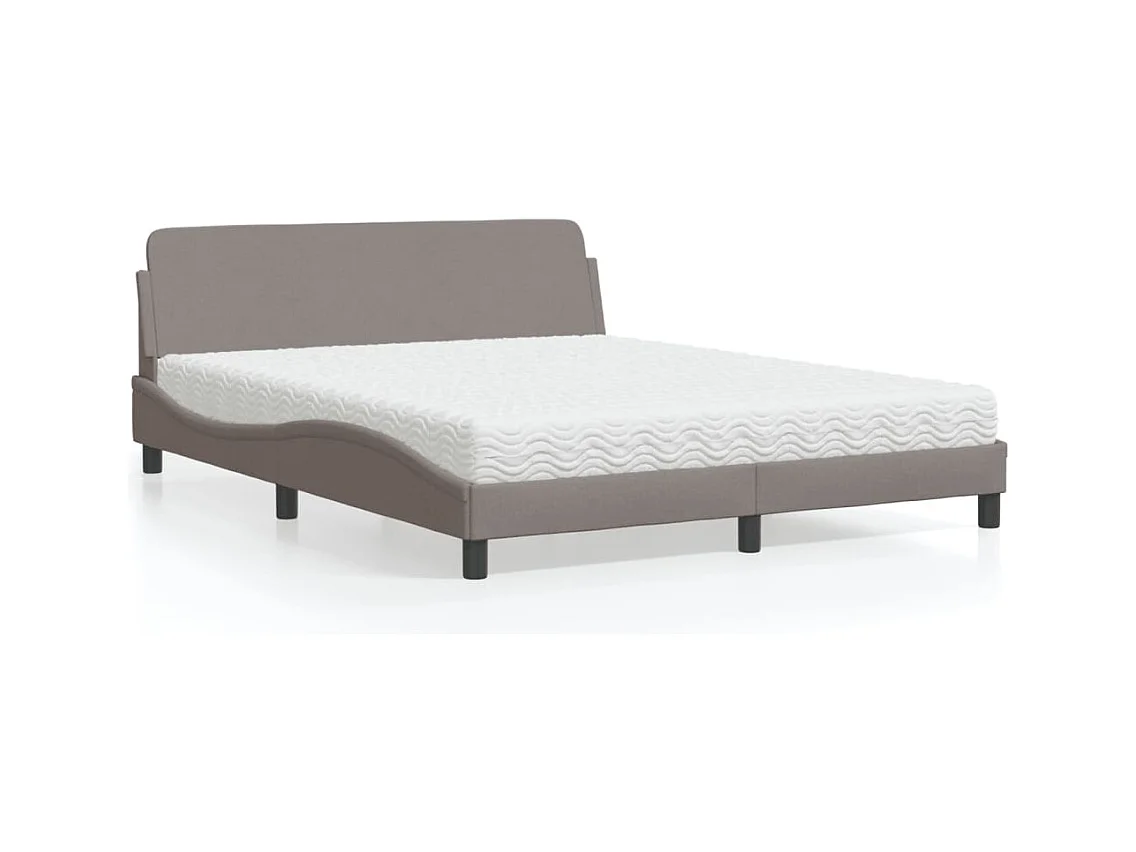 Lit avec matelas taupe 160x200 cm tissu