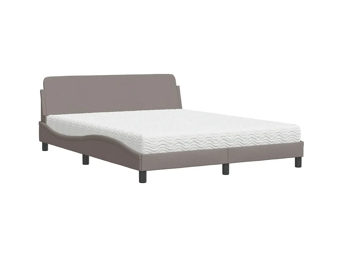 Lit avec matelas Dover taupe 160x200 cm tissu