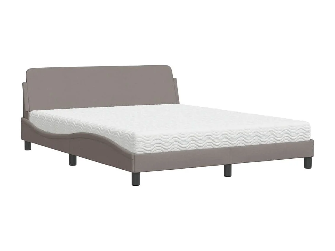 Lit avec matelas Dover taupe 160x200 cm tissu