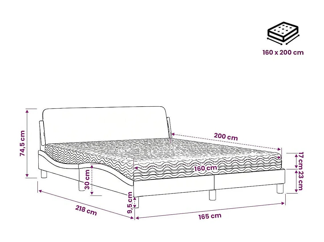 Bed met matras "Dover" stof taupe 160x200 cm