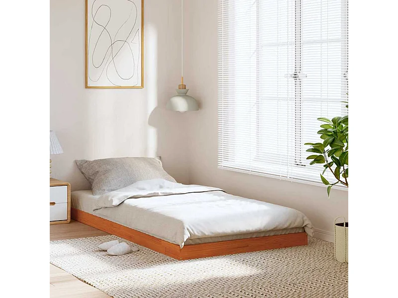 Cadre de lit sans matelas cire marron 75x190 cm bois pin massif