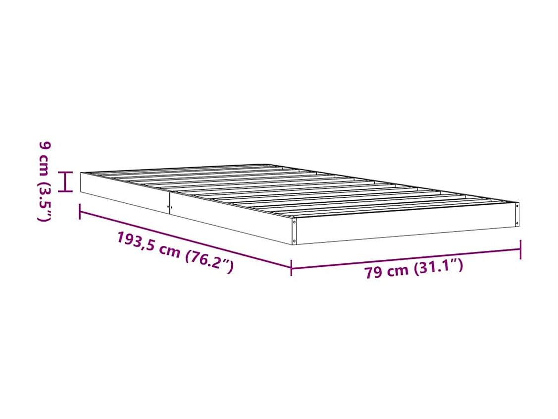 Cadre de lit sans matelas cire marron 75x190 cm bois pin massif