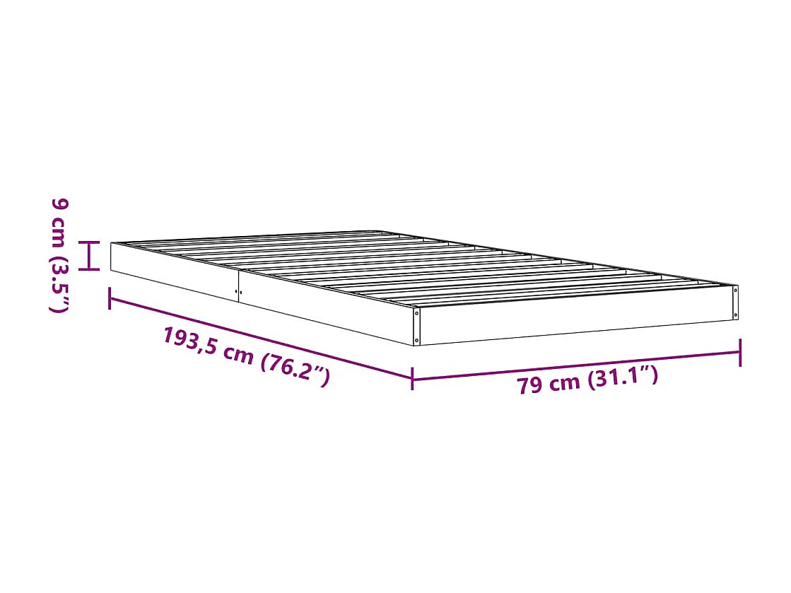 Cadre de lit sans matelas cire marron 75x190 cm bois pin massif