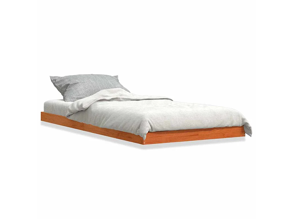 Cadre de lit sans matelas cire marron 75x190 cm bois pin massif