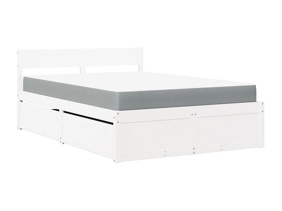 Cama com gavetas e colchão 120x190 cm pinho maciço branco