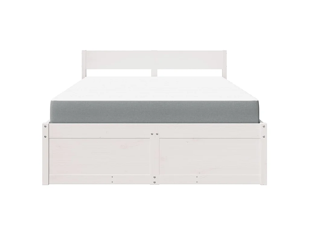 Letto Cassetti e Materasso Bianco 120x190cm Legno Massello Pino