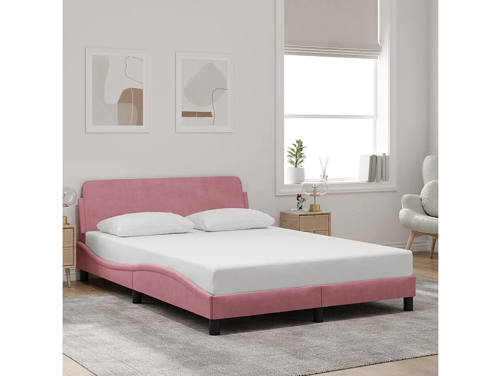 Bedframe met hoofdeinde "Dover" 140x200 cm fluweel roze
