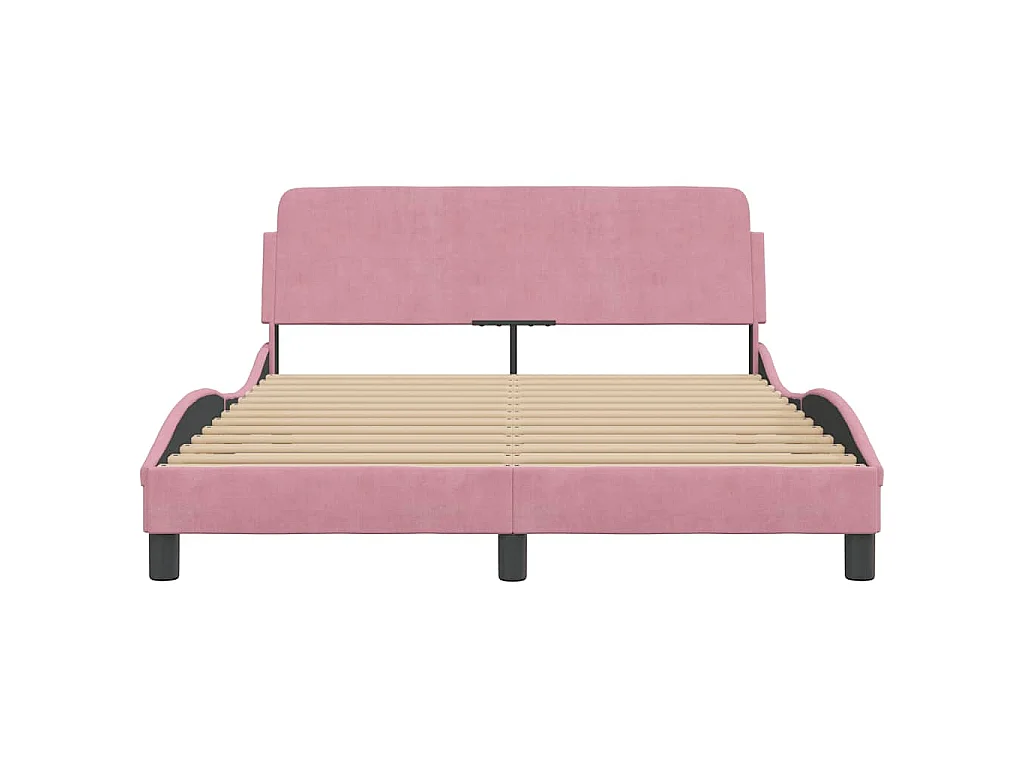 Cadre de lit avec tête de lit Dover rose 140x200cm velours