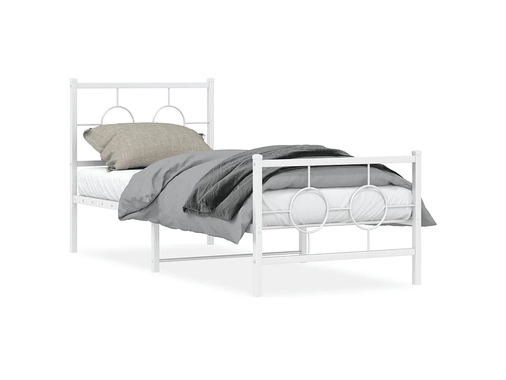 Bedframe met hoofd- en voeteneinde metaal wit 80x200 cm