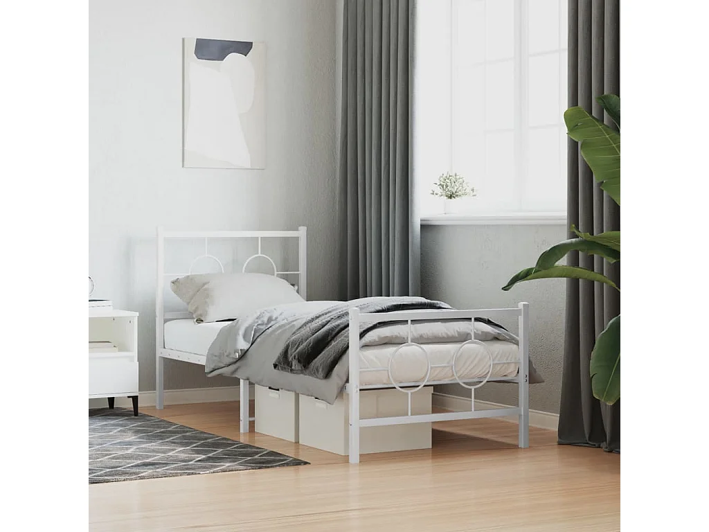 Bedframe met hoofd- en voeteneinde metaal wit 80x200 cm