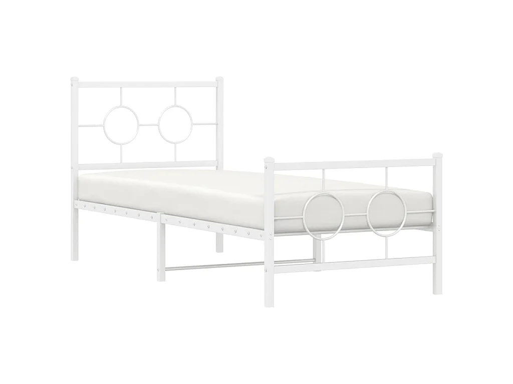 Bedframe met hoofd- en voeteneinde metaal wit 80x200 cm