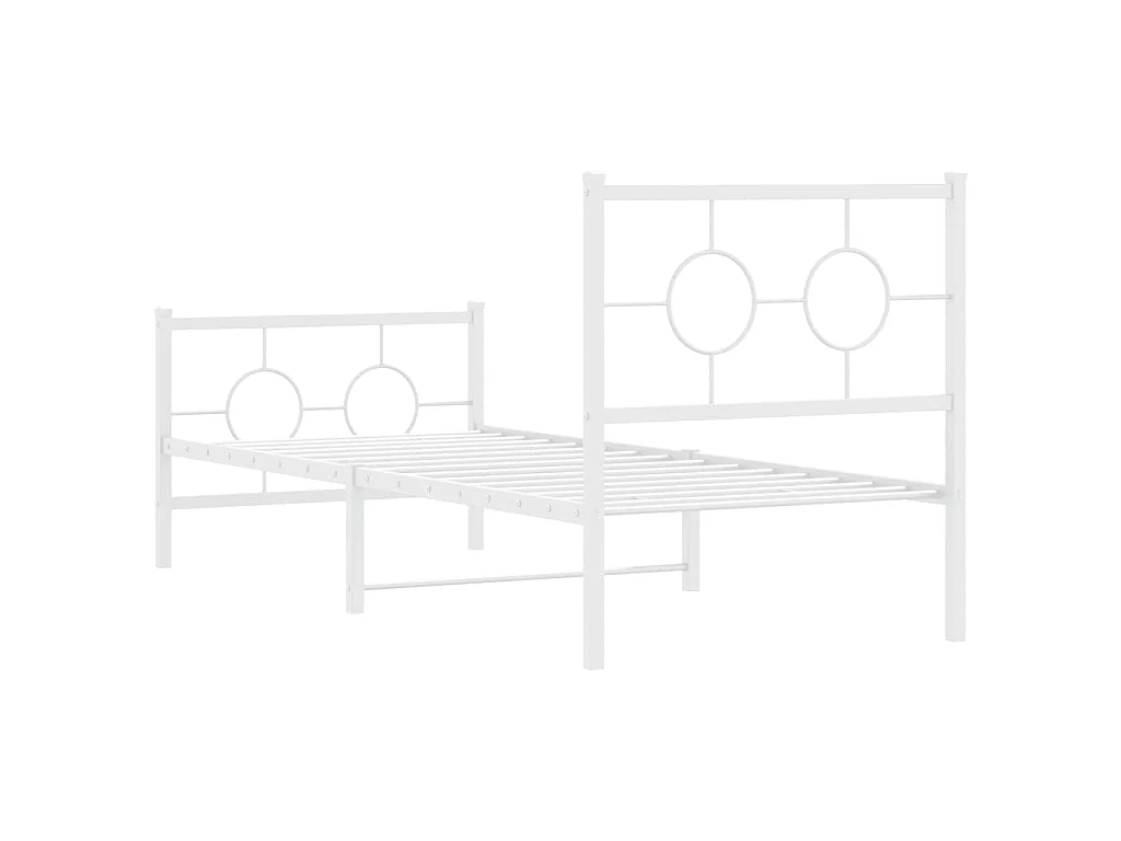 Bedframe met hoofd- en voeteneinde metaal wit 80x200 cm