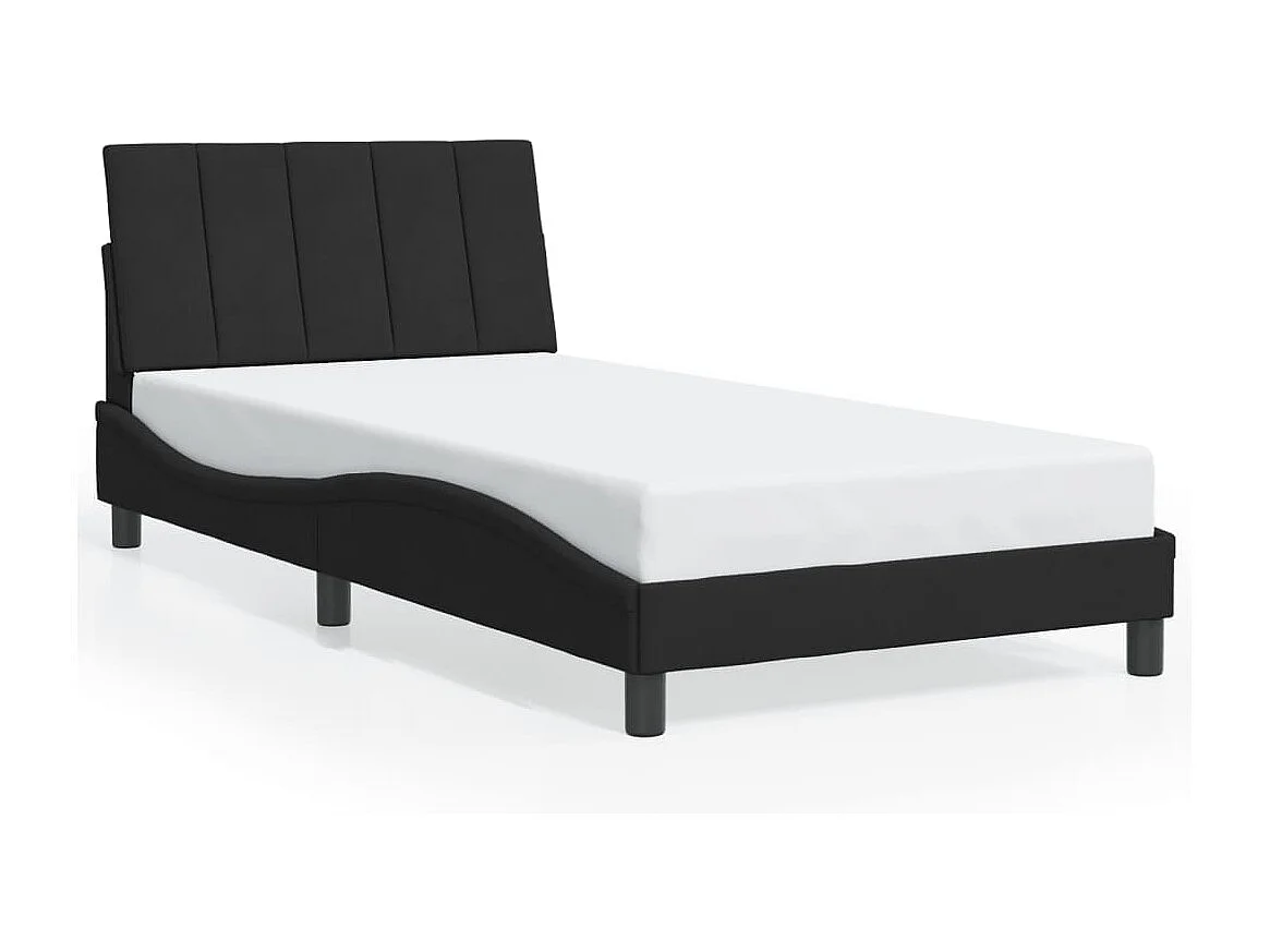 Cadre de lit avec LED sans matelas Hanko noir 100x200 cm velours