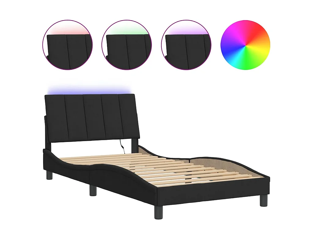 Estrutura de cama com LED sem colchão Hanko 100x200 cm veludo preto