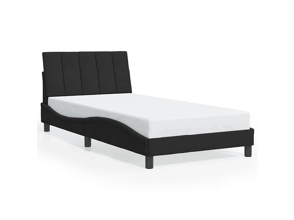 Estrutura de cama com LED sem colchão Hanko 100x200 cm veludo preto