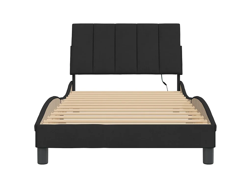 Estrutura de cama com LED sem colchão Hanko 100x200 cm veludo preto