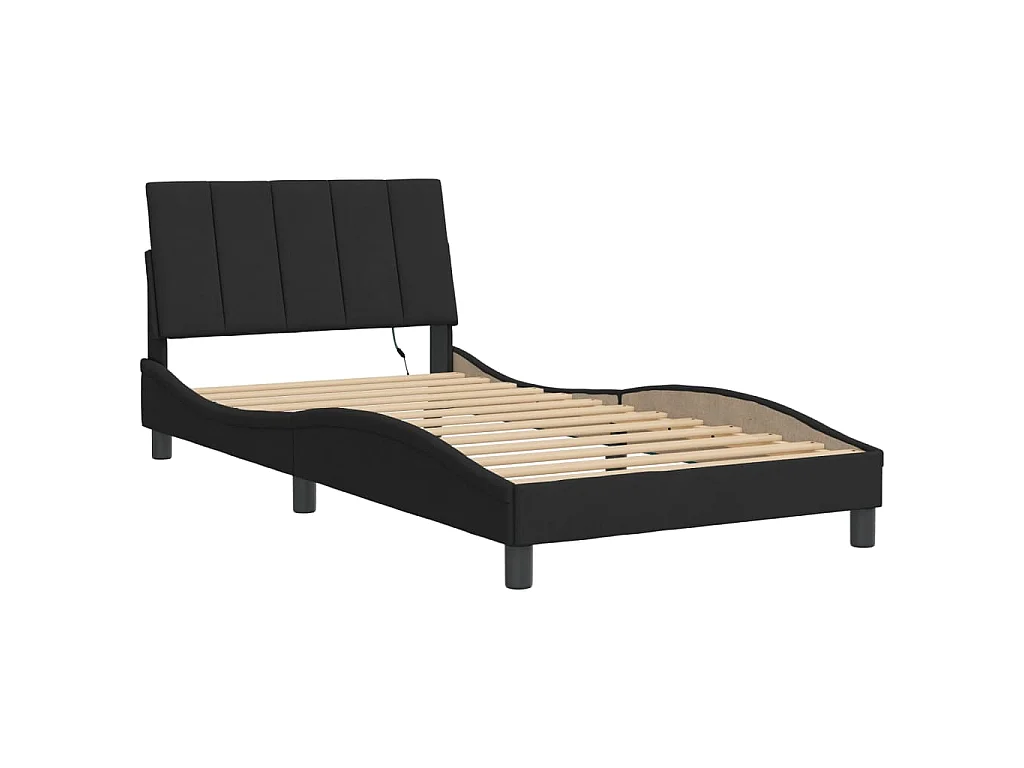 Cadre de lit avec LED sans matelas Hanko noir 100x200 cm velours