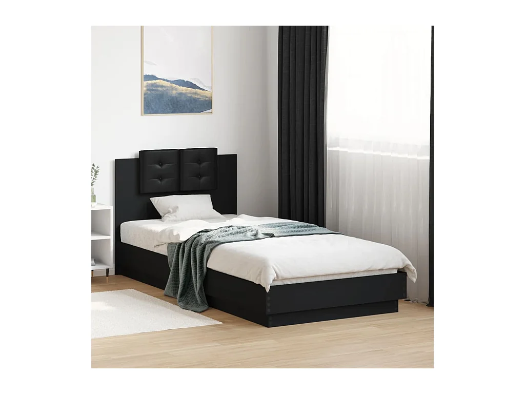 Cadre de lit sans matelas noir 90x200 cm