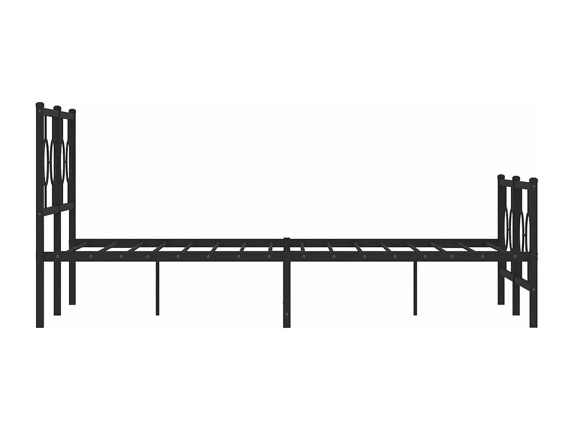 Cadre de lit métal sans matelas avec pied de lit noir 140x190cm