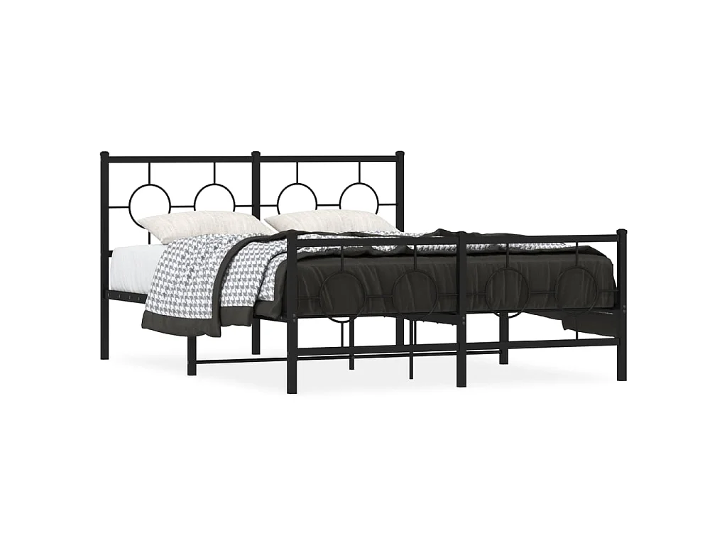 Bedframe met hoofd- en voeteneinde metaal zwart 140x190 cm