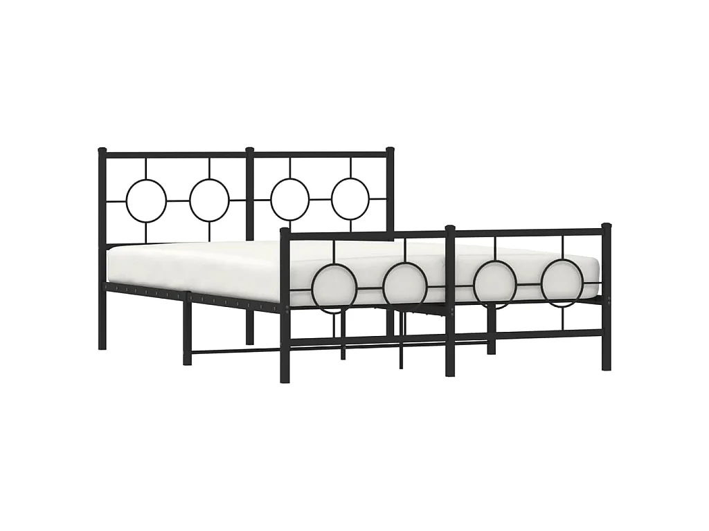 Bedframe met hoofd- en voeteneinde metaal zwart 140x190 cm