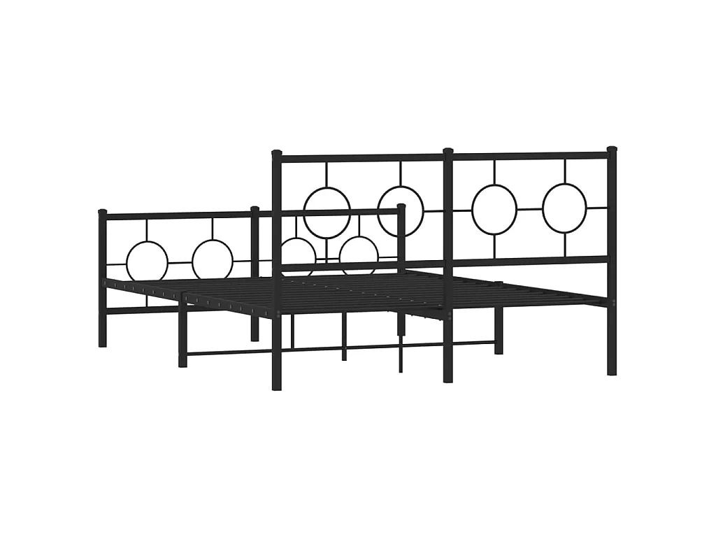 Bedframe met hoofd- en voeteneinde metaal zwart 140x190 cm