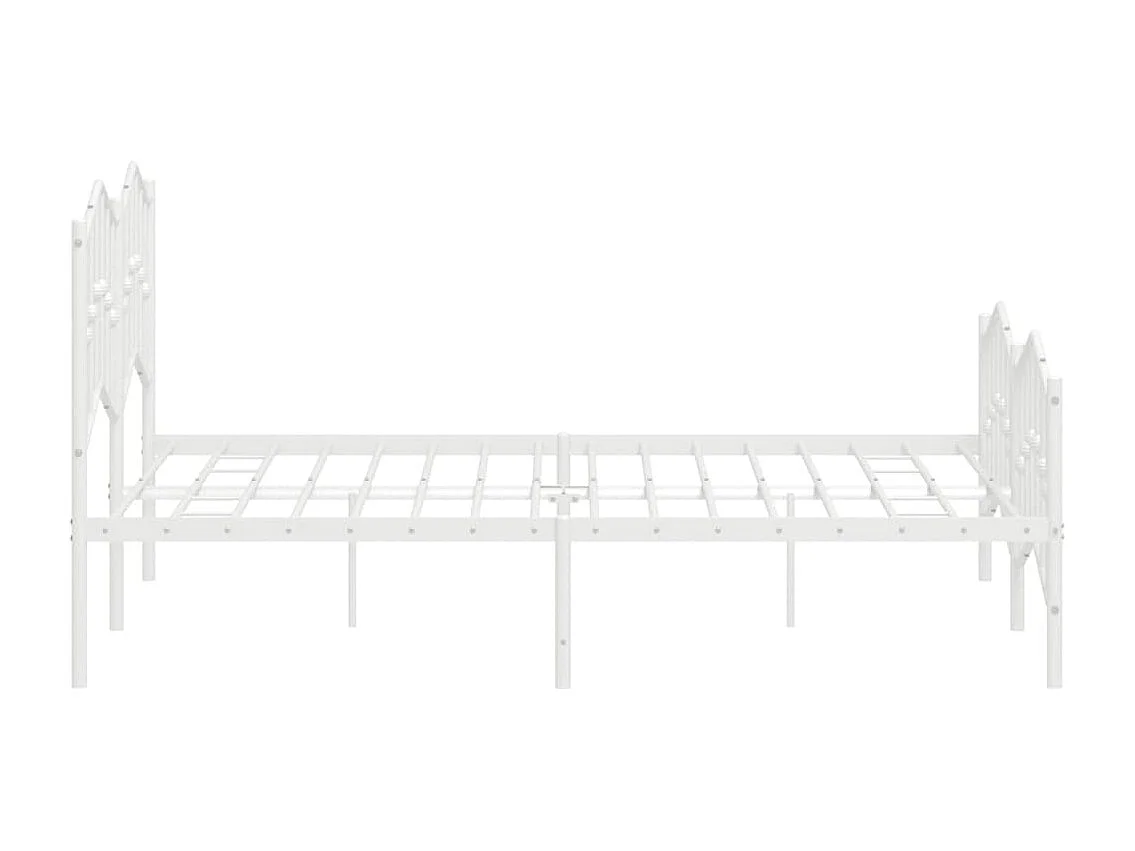 Cadre de lit métal sans matelas et pied de lit blanc 140x190 cm