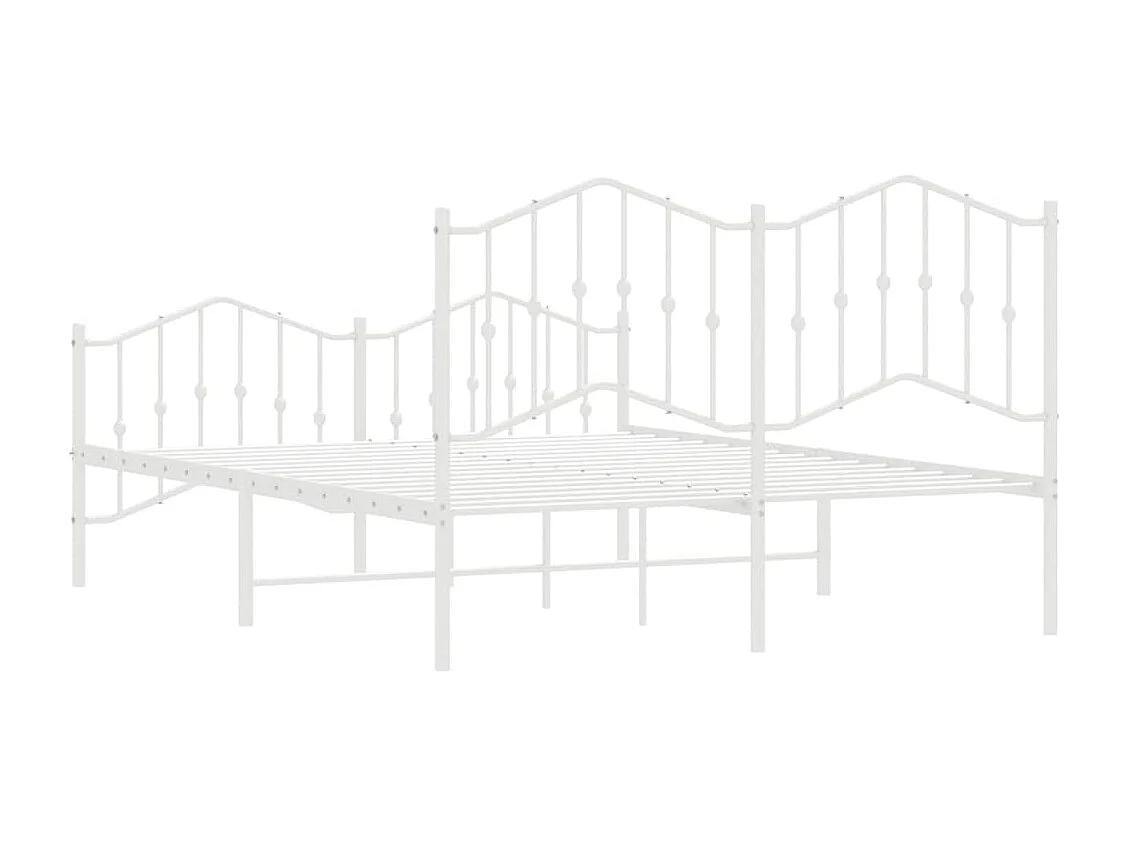 Cadre de lit métal sans matelas et pied de lit blanc 140x190 cm