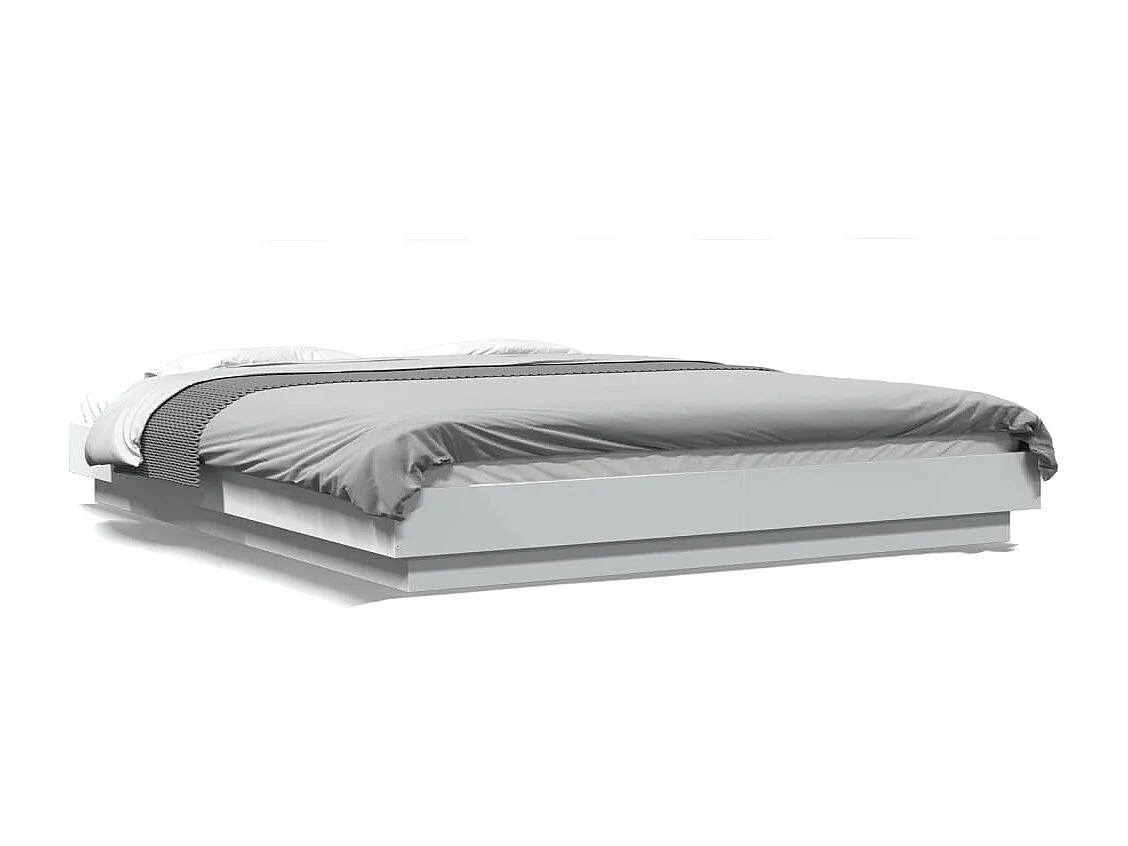 Cadre de lit avec lumières LED sans matelas blanc 150x200 cm