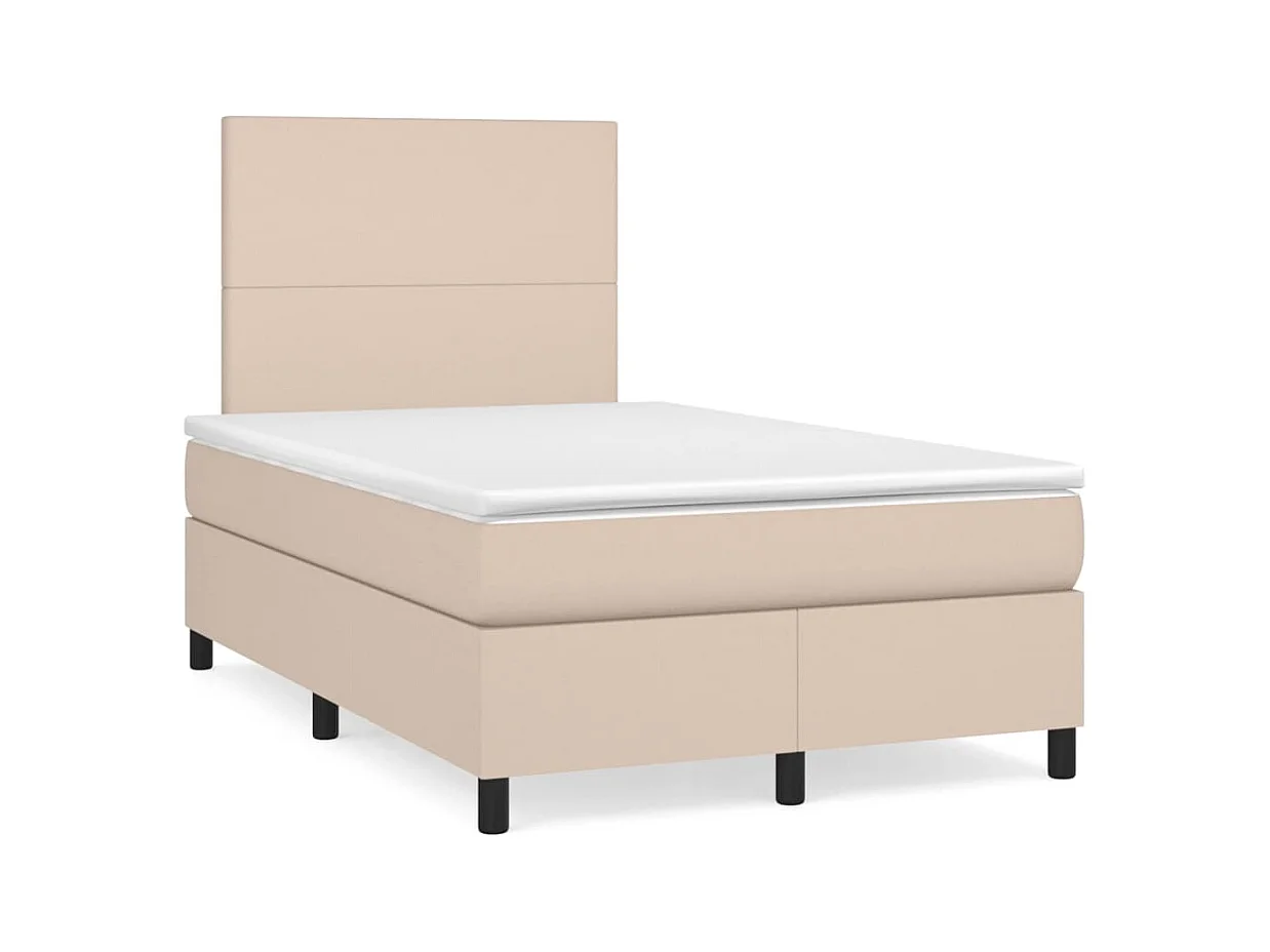 Sommier à lattes de lit matelas cappuccino 120x190cm similicuir