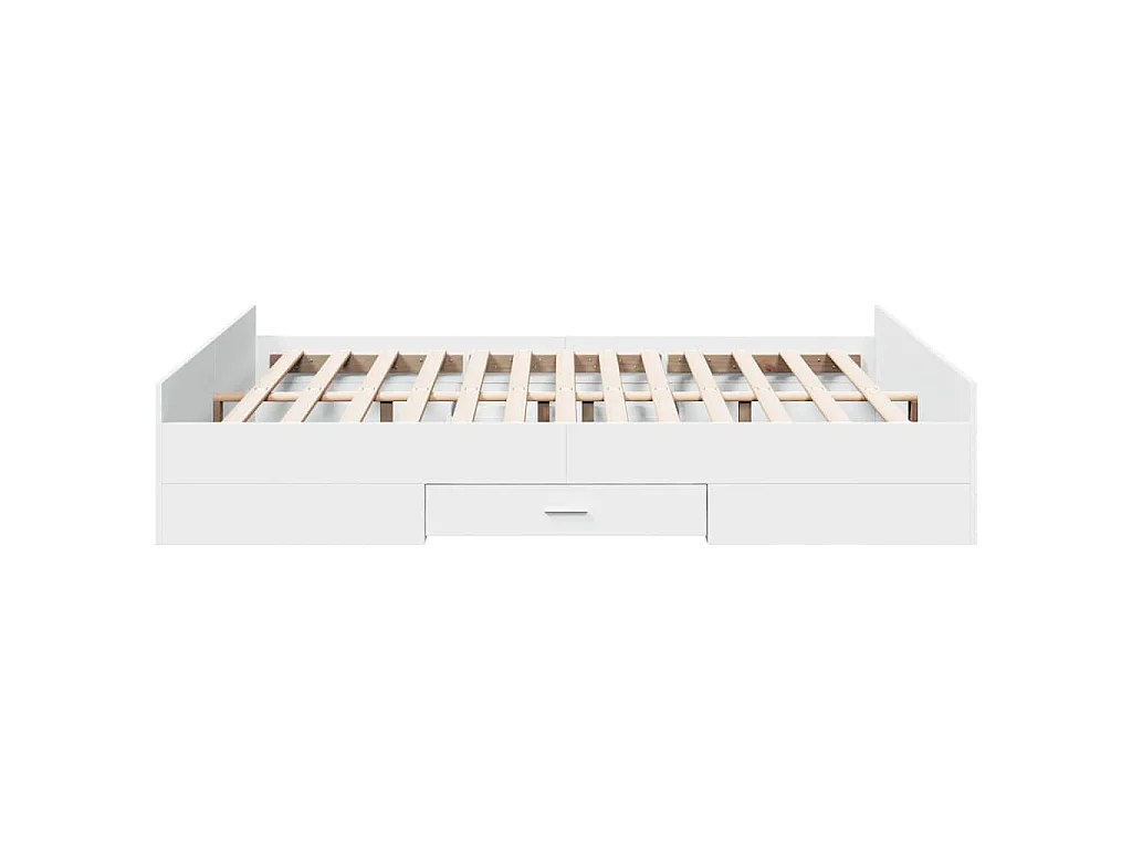 Cadre de lit avec tiroirs sans matelas blanc 140x200 cm