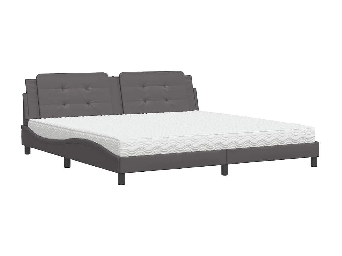 Lit avec matelas Zadar gris 200x200 cm similicuir