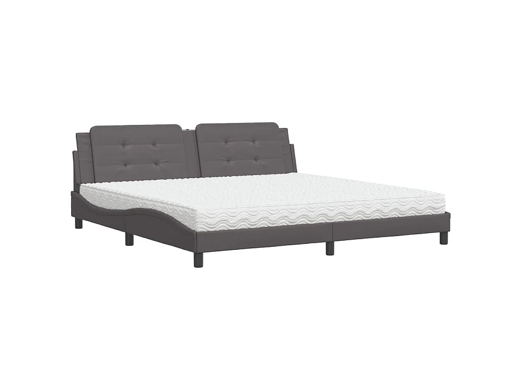 Letto con Materasso Zadar Grigio 200x200 cm in Similpelle
