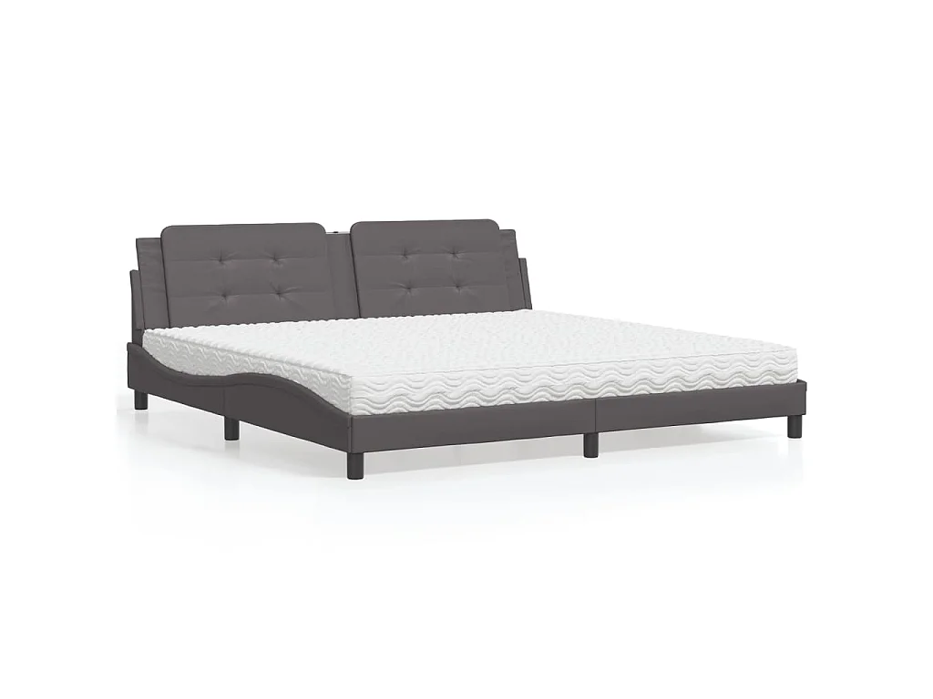 Letto con Materasso Zadar Grigio 200x200 cm in Similpelle