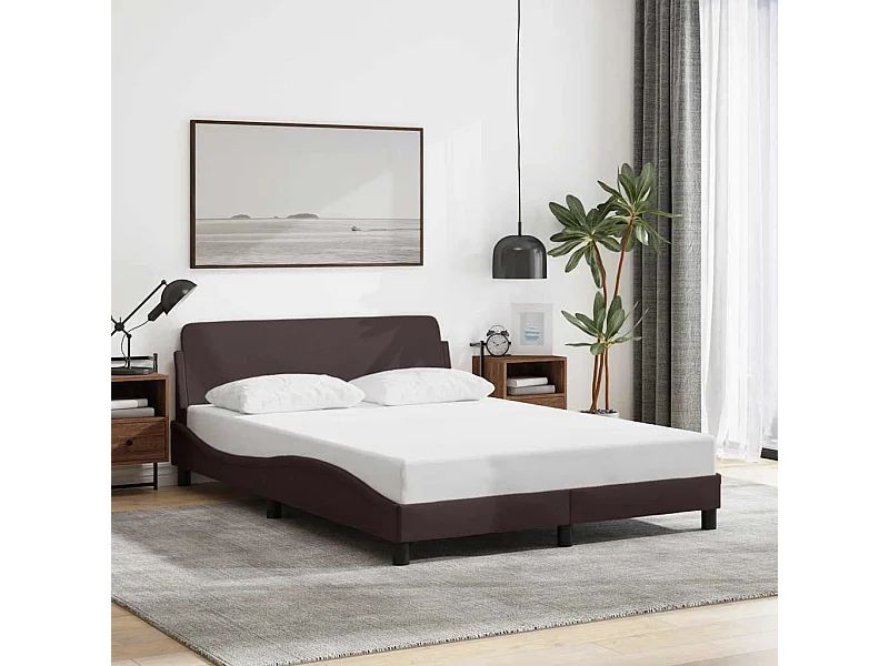 Estrutura de cama Dover 140x190 cm tecido castanho-escuro