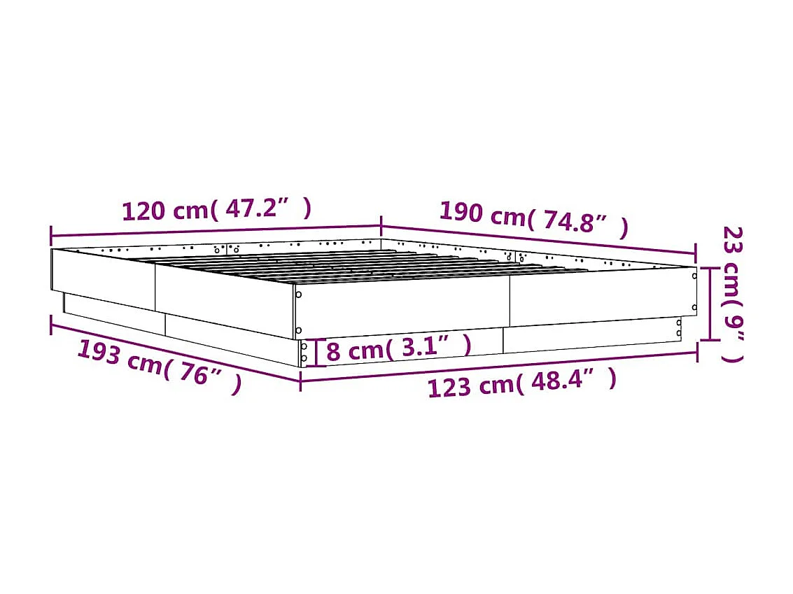 Cadre de lit sans matelas blanc 120x190 cm