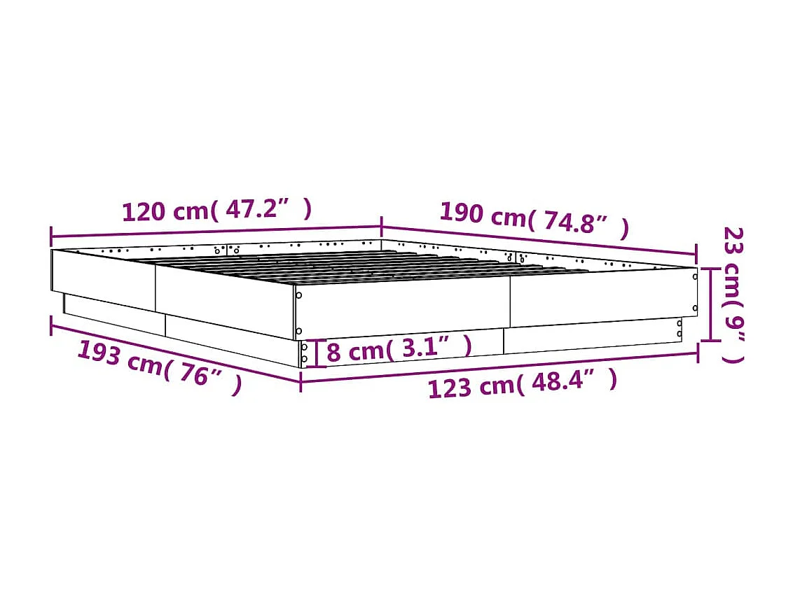 Cadre de lit sans matelas blanc 120x190 cm