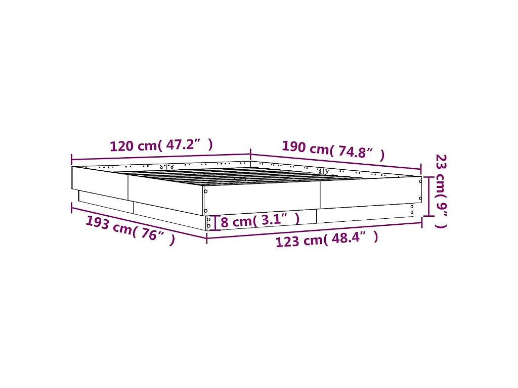 Cadre de lit sans matelas blanc 120x190 cm