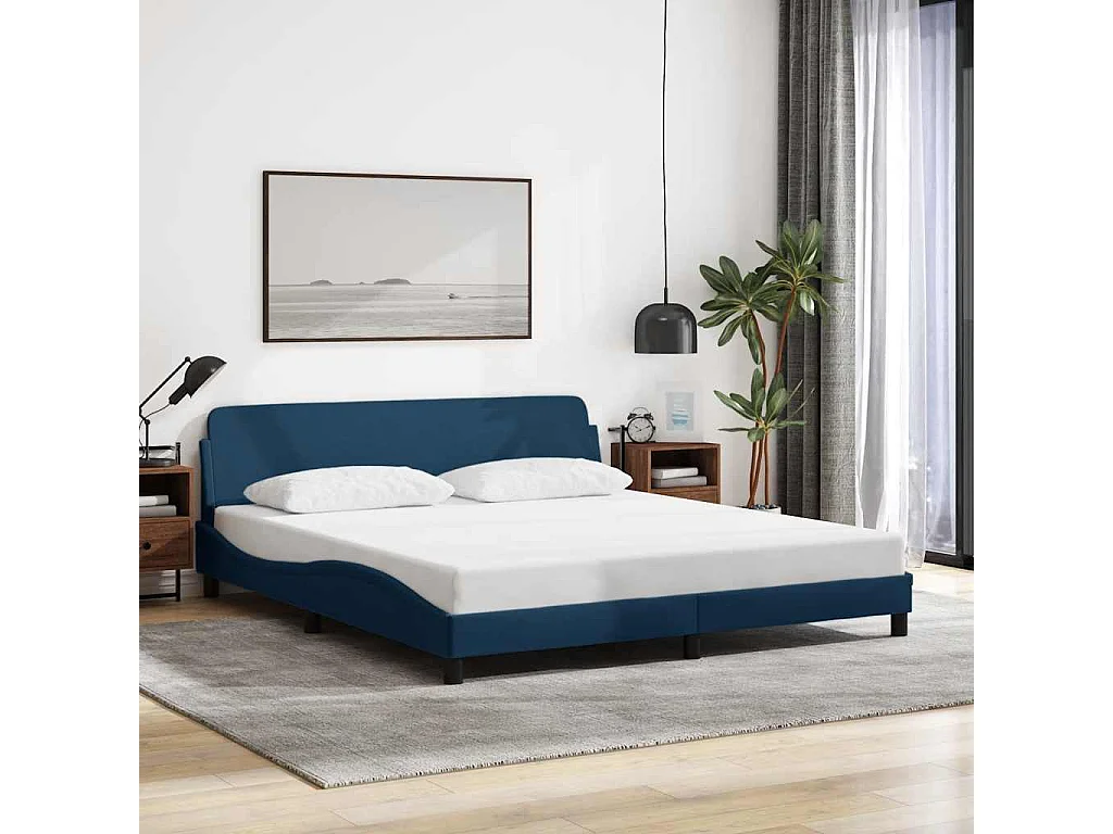 Bedframe met hoofdeinde "Dover" 180x200 cm stof blauw
