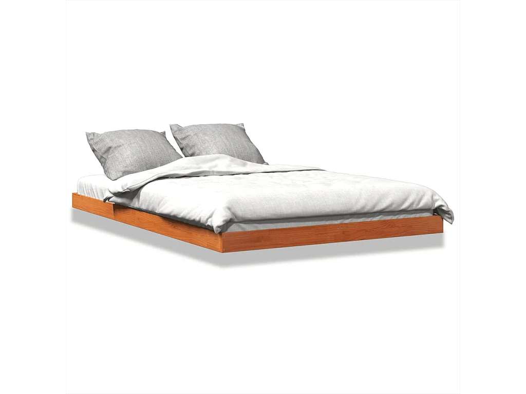 Cadre de lit sans matelas cire marron 140x200cm bois pin massif