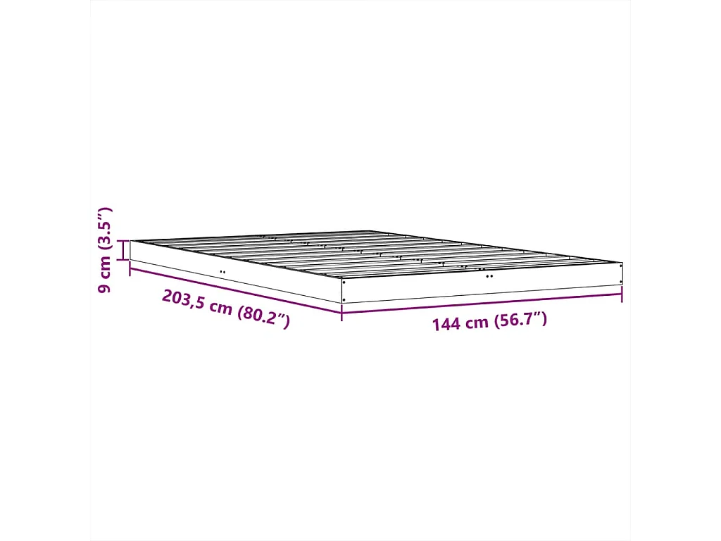Cadre de lit sans matelas cire marron 140x200cm bois pin massif